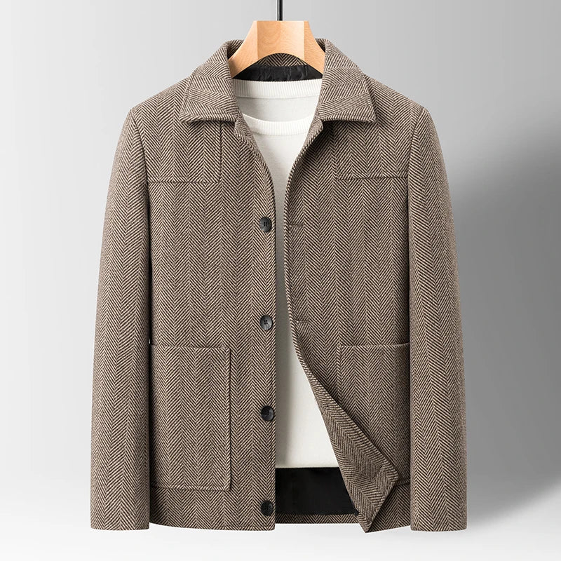 Men's herringbone tailored jacket in a timeless classic style, perfect for smart casual looks.