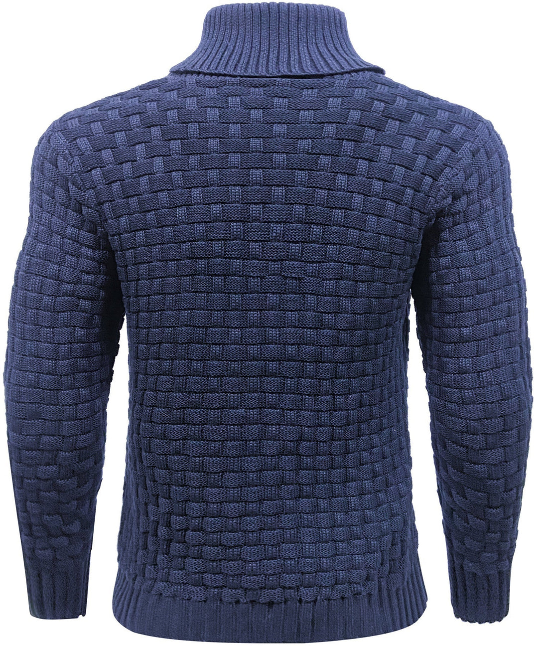 A men's high collar sweater, ideal for layering during colder months.
