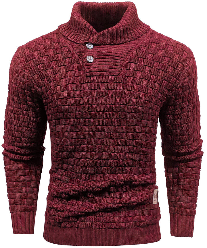 Men's versatile high collar button sweater, suitable for various winter occasions.