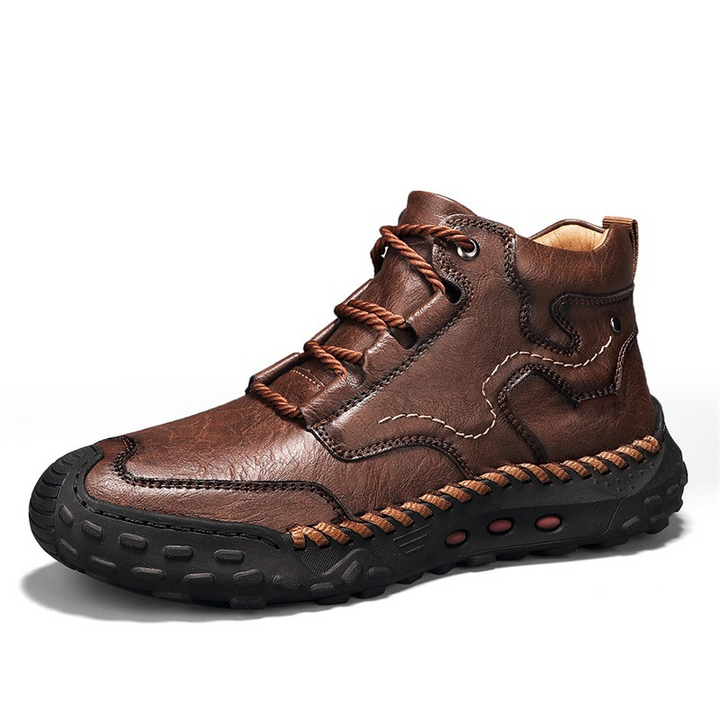 Stylish men's black high-top orthopedic comfort shoe, designed for dress or casual wear
