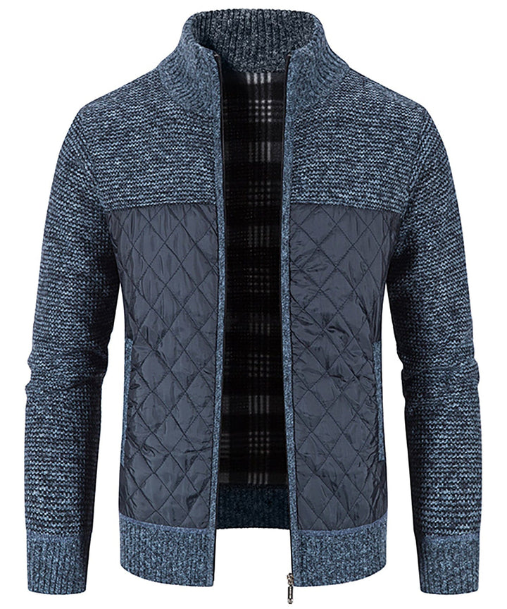 Men's Hybrid Quilted Sweater Jacket, perfect for fall fashion & casual wear, showing quilted and knit textures