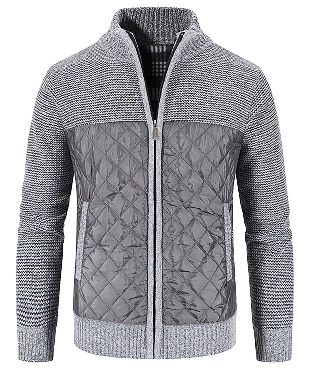 Men's Hybrid Quilted Sweater Jacket in black, an essential piece of winter wear combining warmth and style