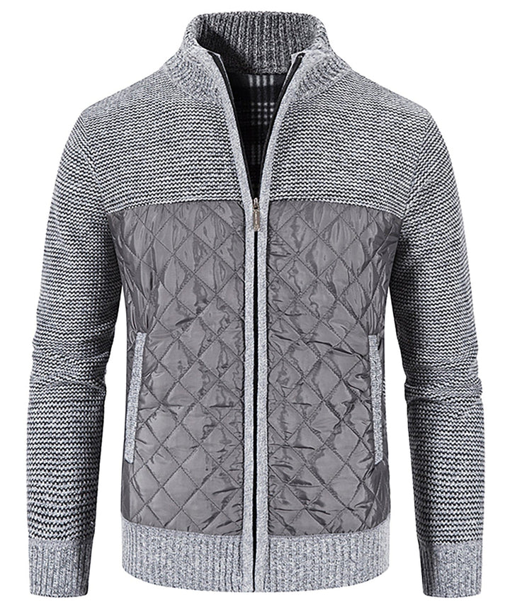 Men's Hybrid Quilted Sweater Jacket in black, an essential piece of winter wear combining warmth and style