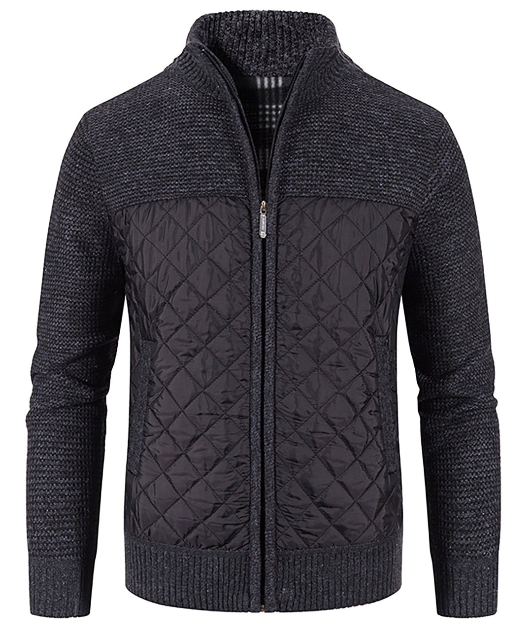 Men's Hybrid Quilted Sweater Jacket in navy, a versatile outerwear piece for fall and winter seasons