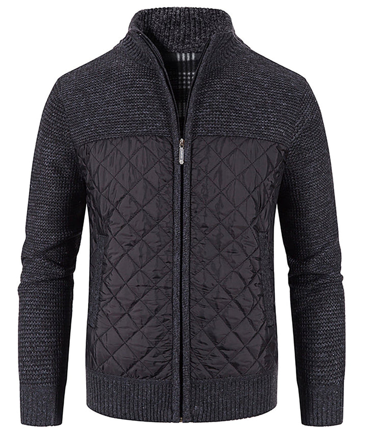 Men's Hybrid Quilted Sweater Jacket in navy, a versatile outerwear piece for fall and winter seasons
