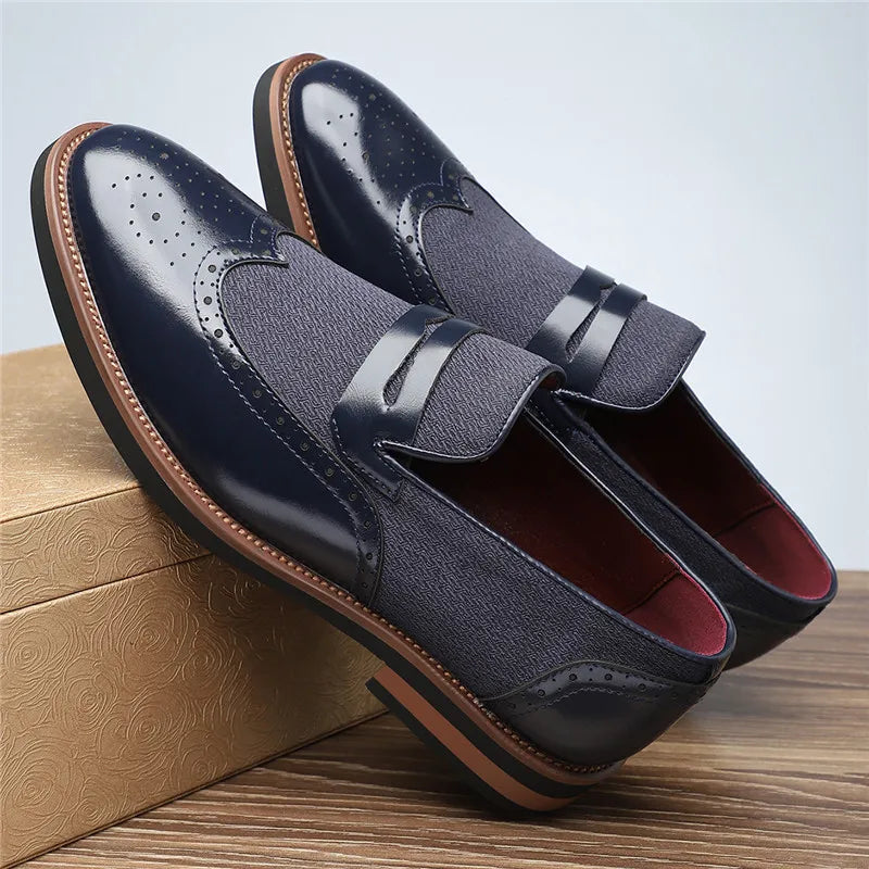 Comfortable men's hybrid wingtip loafers, perfect casual dress shoes for everyday style