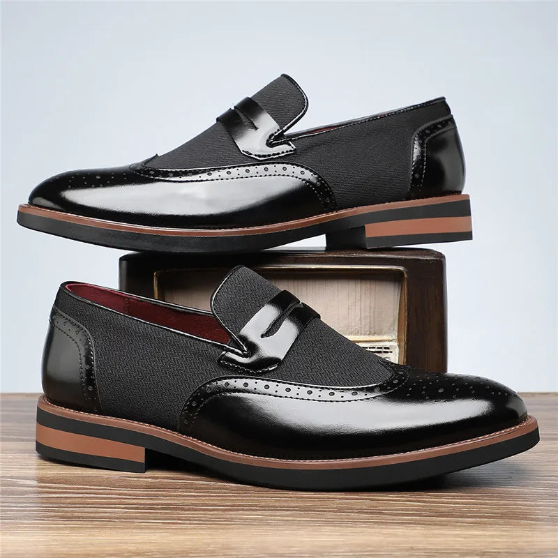 Side view of men's hybrid wingtip loafers, showcasing the sleek profile and slip-on convenience