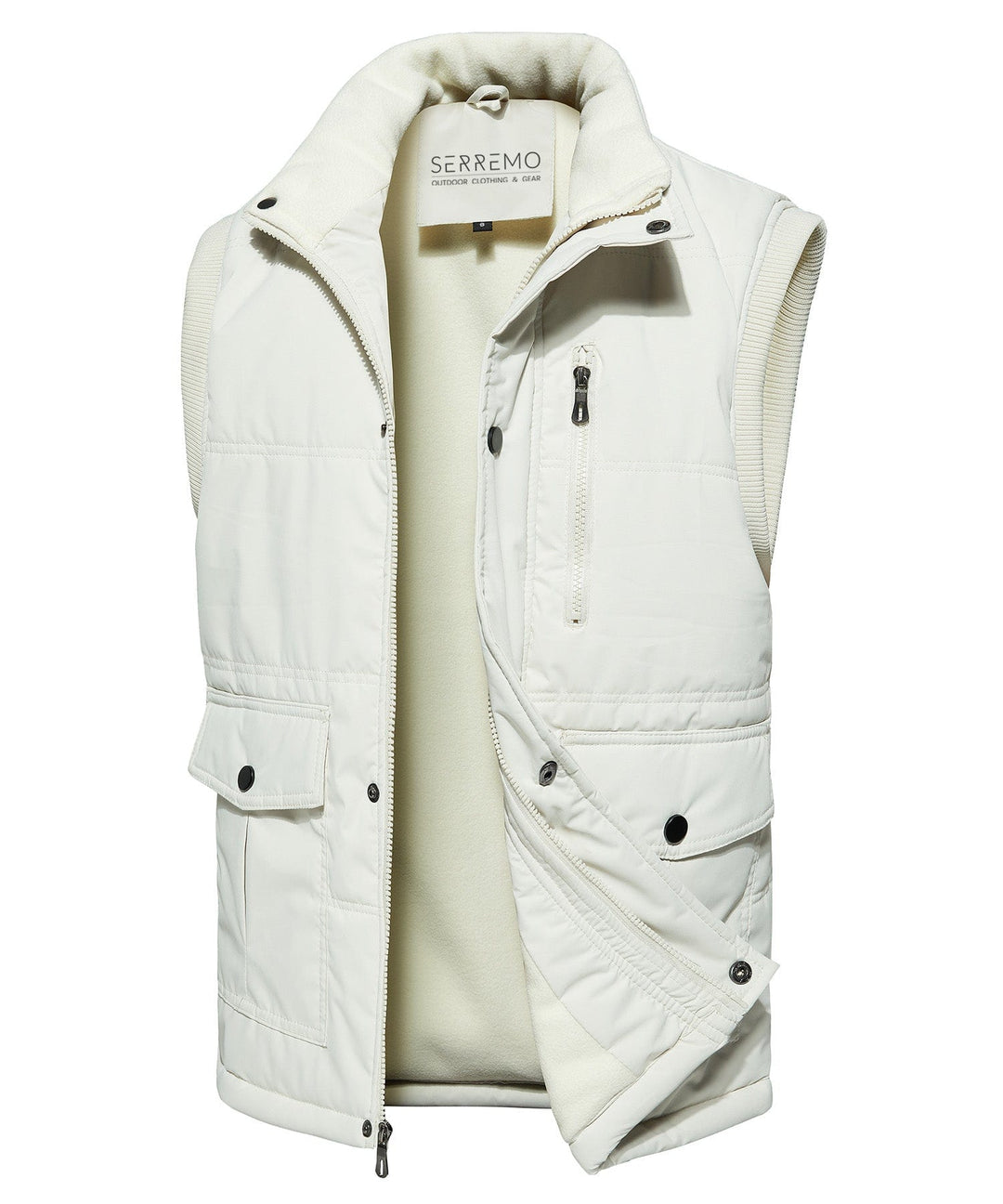 Men's insulated black outdoor vest, fleece lined, for winter layering