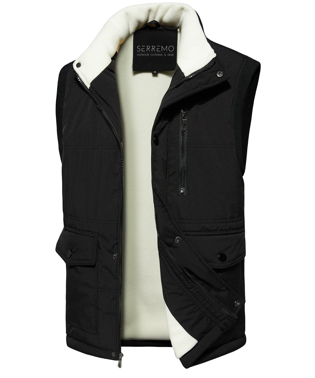 White men's gilet, warm and insulated, ideal for outdoor winter activities