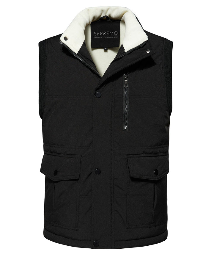 Black men's outdoor vest with insulation, perfect for winter layering