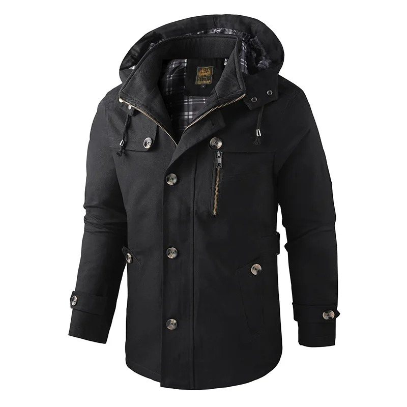 Casual men's winter jacket, insulated mid-thigh polyester parka for ultimate warmth and style.