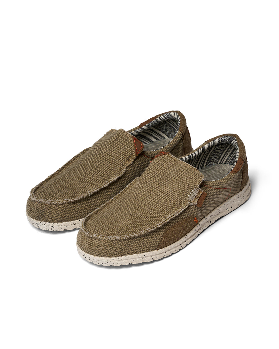 Men's khaki canvas slip-on shoes for casual, comfortable everyday wear