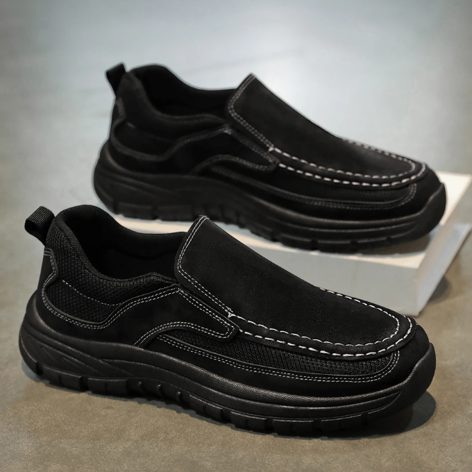 Everyday khaki slip-on shoes for men, offering exceptional comfort and casual elegance