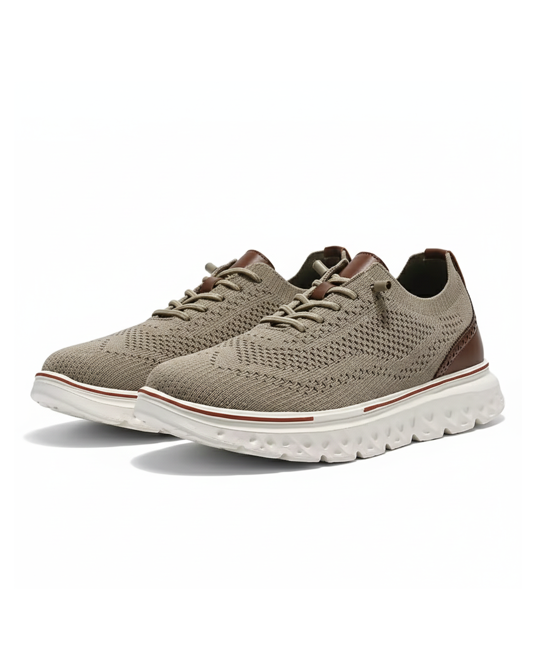 Men's knit brogue dress sneakers in a stylish grey, offering comfort and breathability.