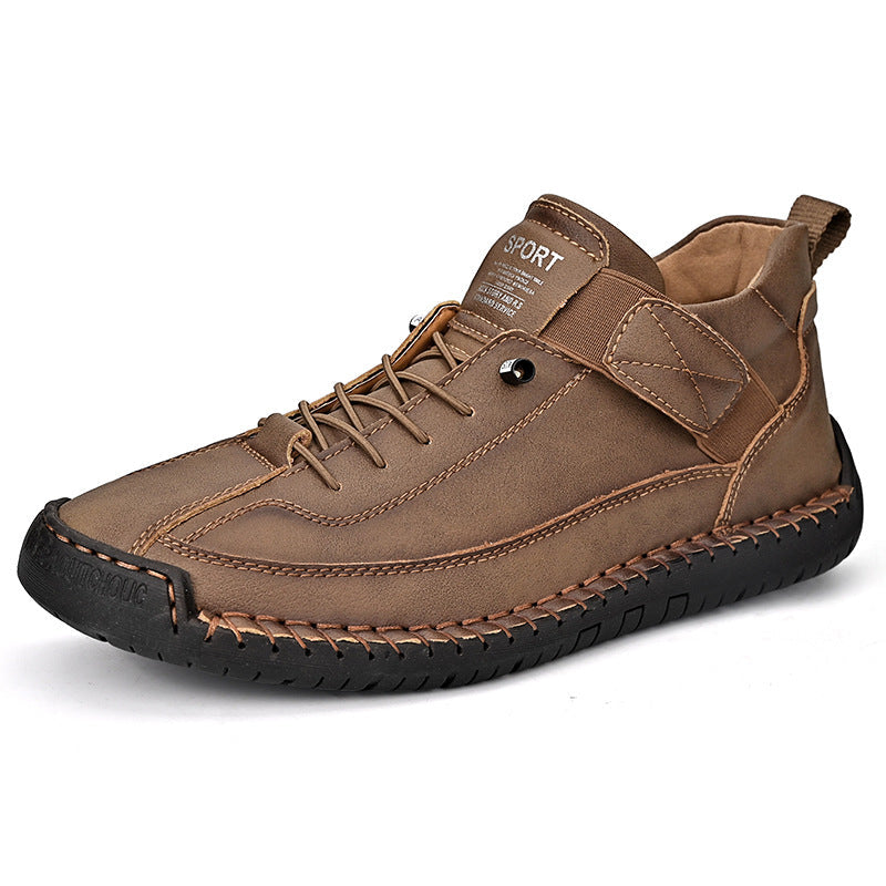 Stylish black leather orthopedic sneakers for men, offering both comfort and modern casual appeal.