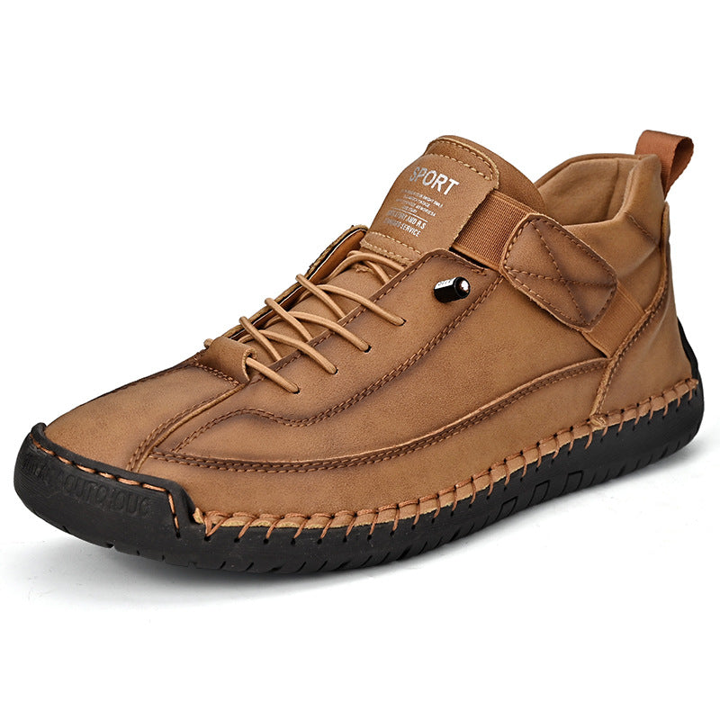 Pair of men's black leather orthopedic casual shoes, ideal for comfort and all-day support.