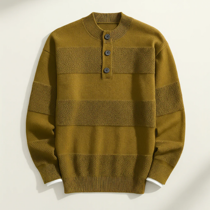 Comfortable men's rib-knit sweater in light gray, a stylish casual pullover.