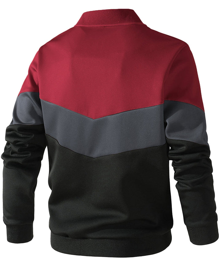 Men's sporty jacket with eye-catching color block, a lightweight and functional piece for spring & men's fashion.