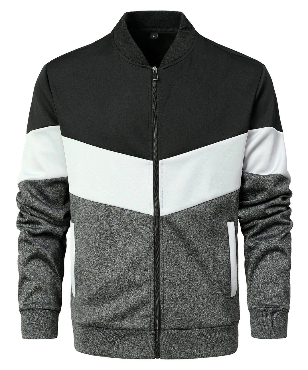 Folded men's color block jacket, showing its compact nature, great for travel & a versatile lightweight jacket.