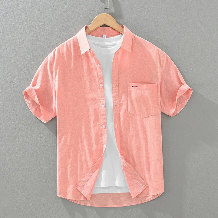 Fashionable mens lightweight shirt, perfect for summer, featuring a comfortable cotton blend and short sleeves.