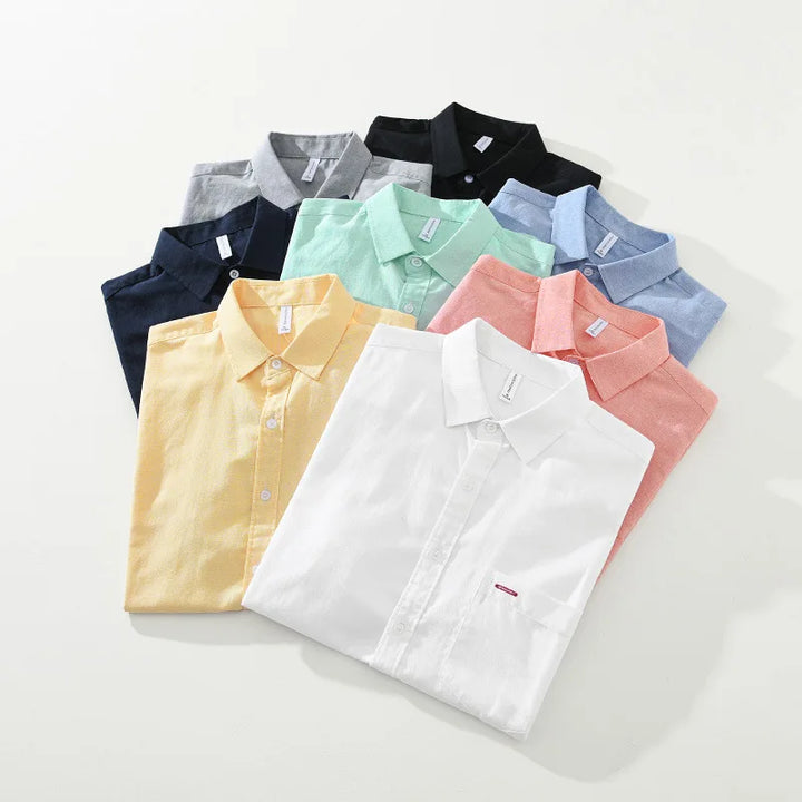 Breathable short sleeve mens shirt, ideal for summer, crafted from a soft cotton blend with a chest pocket.