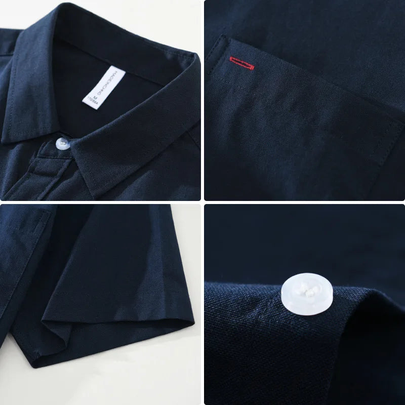 Men's fashion summer shirt, lightweight cotton blend fabric, relaxed fit, and practical chest pocket.