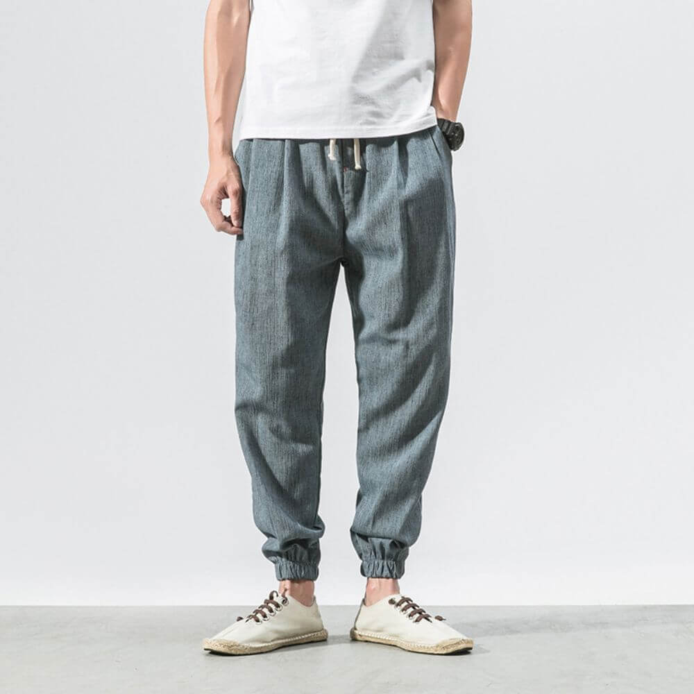 Men's casual drawstring joggers, perfect for summer style and comfort.