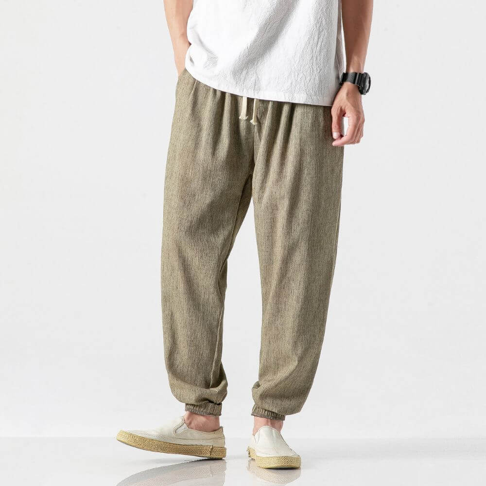 Stylish men's lightweight joggers, essential for comfortable summer wear.