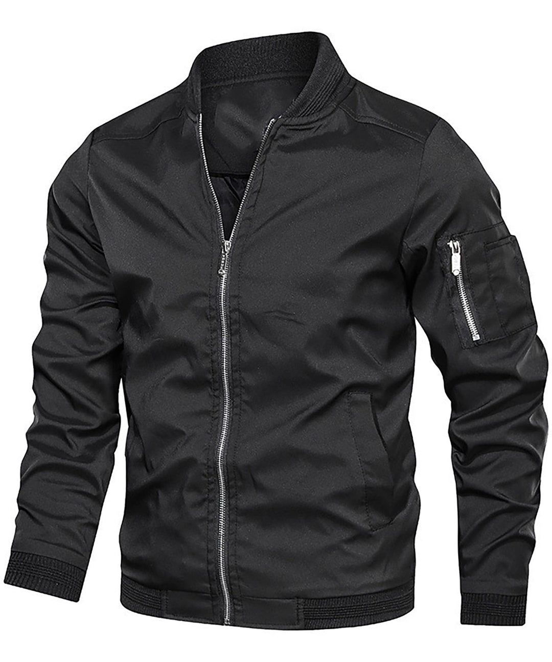 Men's lightweight full-zip bomber jacket in a classic fit, perfect for spring casual wear.
