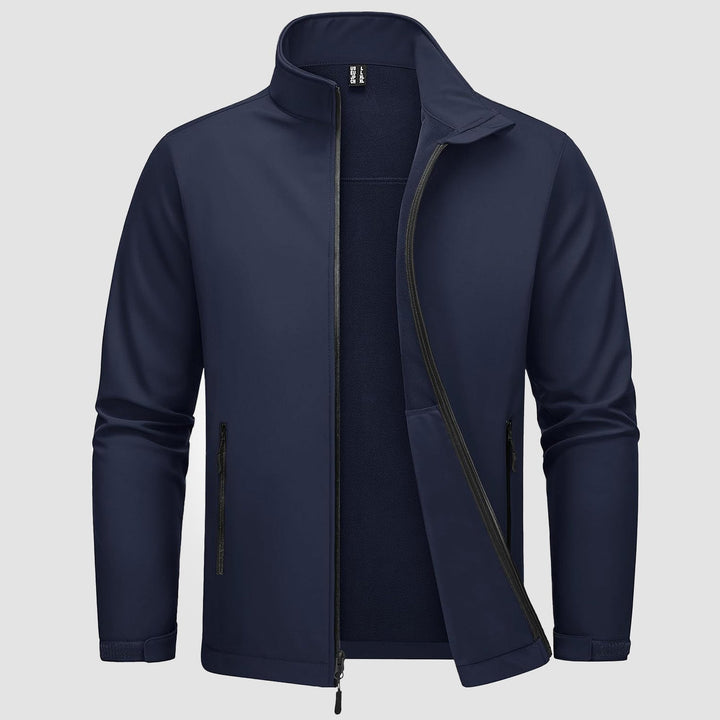 Stylish man wearing a charcoal gray lightweight bomber jacket, perfect for men's casual wear.