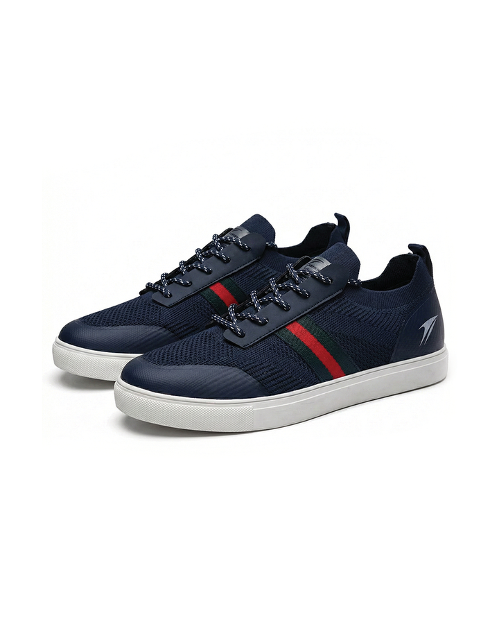 Men's lightweight navy blue athletic knit sneakers, slip-on comfort shoes for everyday wear