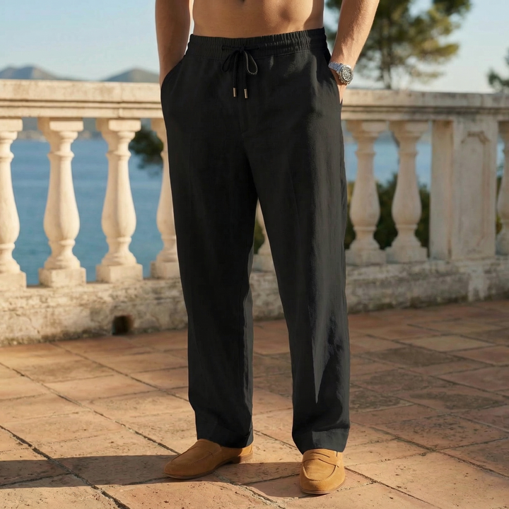 Lightweight men's casual pants, featuring a relaxed fit and adjustable drawstring for easy wear.