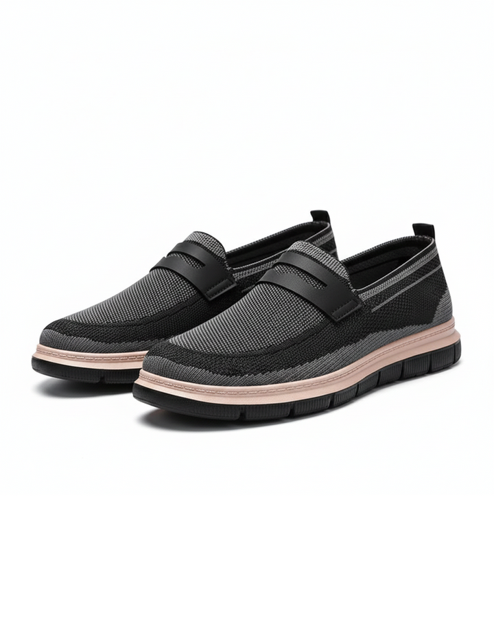 Men's lightweight slip-on loafers in breathable knit, perfect for casual wear.