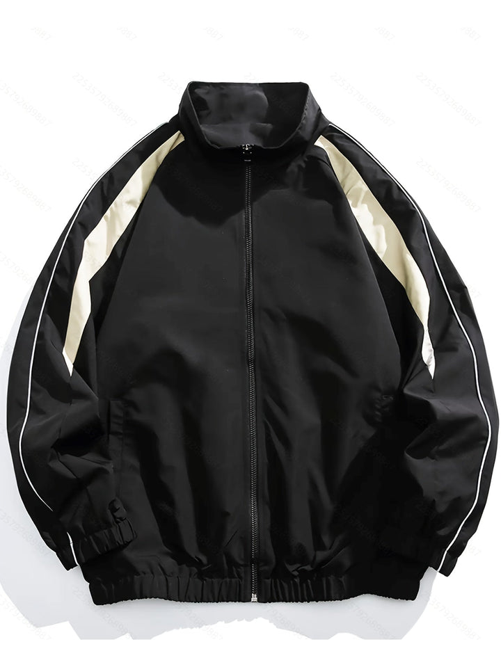Men's lightweight stand collar windbreaker jacket, perfect for spring/fall casual outerwear.