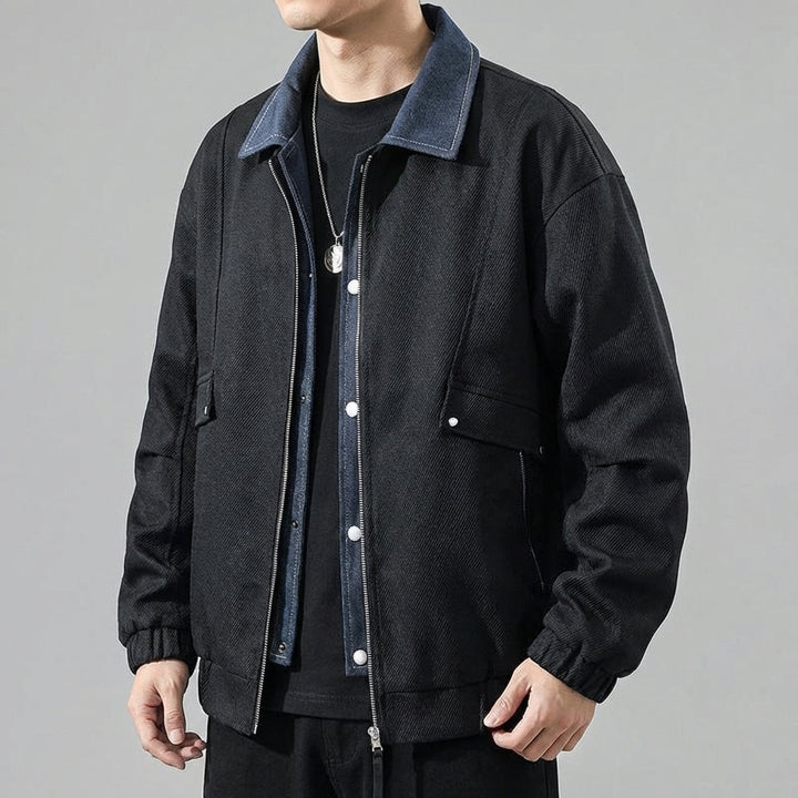 Men's lightweight windbreaker jacket with lapel collar, perfect casual outerwear for spring and fall travel.