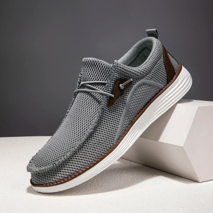 Close-up of the interior lining of men's comfortable slip-on loafers