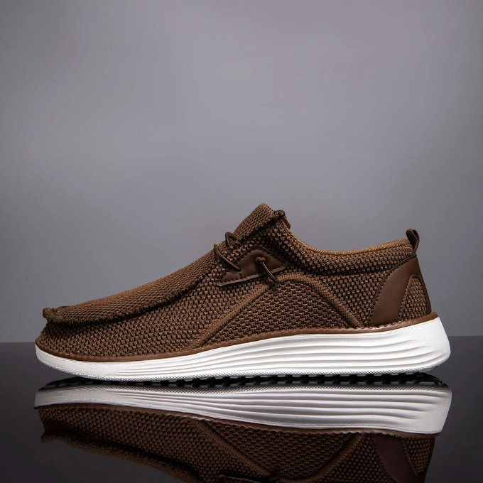 Side profile of men's lightweight woven loafers, ideal for everyday comfort and style