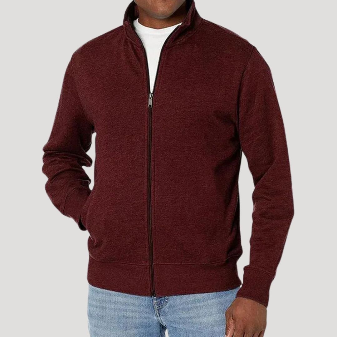 Men's spring jacket with a high collar, emphasizing its protection from the elements while remaining lightweight.