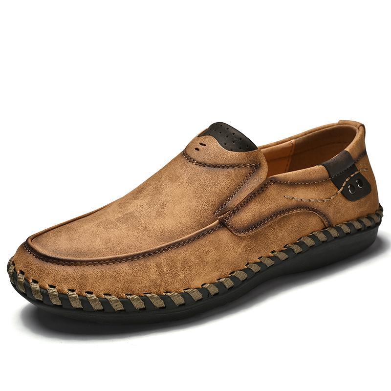 Men's luxury black leather business casual shoes, round toe, perfect for spring/fall fashion