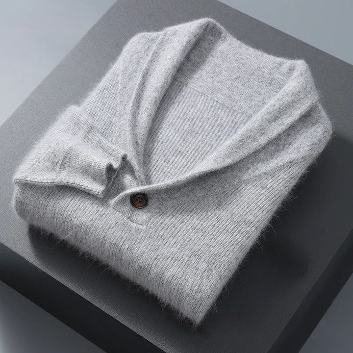 Soft men's cashmere blend V-neck sweater with ribbed trim, ideal for sophisticated style