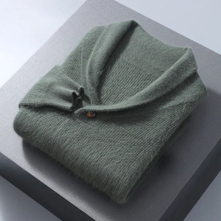 Stylish men's apparel: a cashmere blend V-neck sweater, a must-have for cold weather