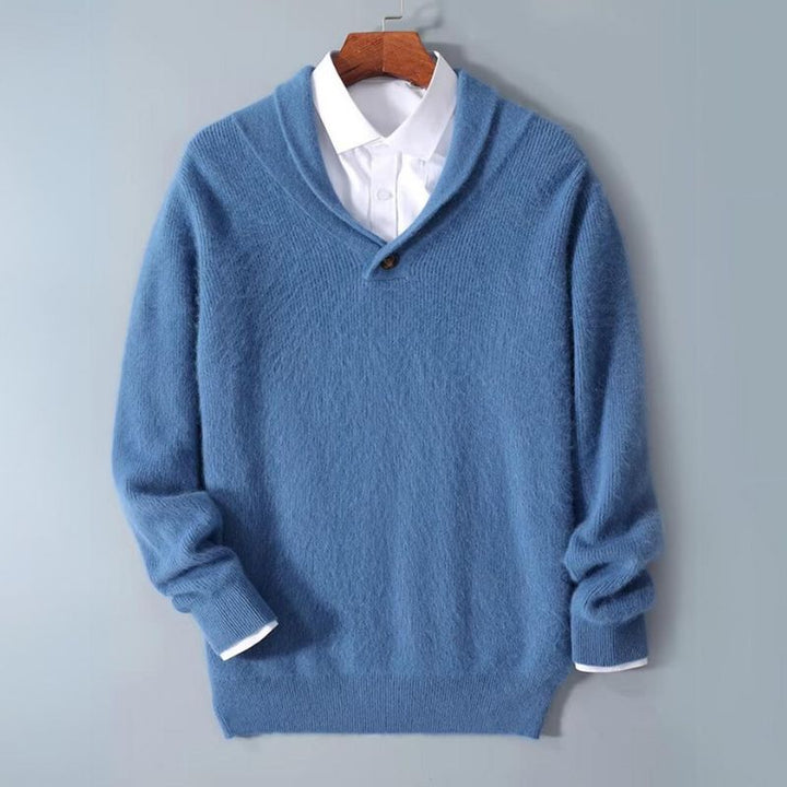 Classic men's luxury knit V-neck sweater with a comfortable, relaxed fit for everyday wear