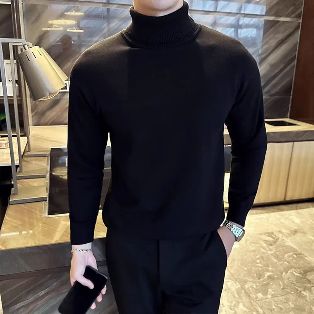 Luxury men's cashmere blend knit sweater in a classic crew neck style, available in red and grey.