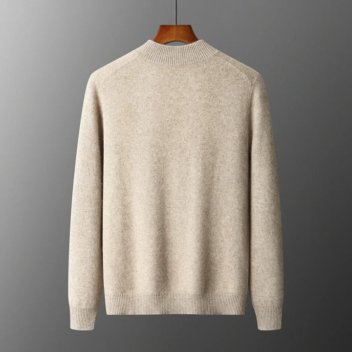 Back view of the men's soft wool blend zip jacket, highlighting its clean lines and fall fashion appeal.