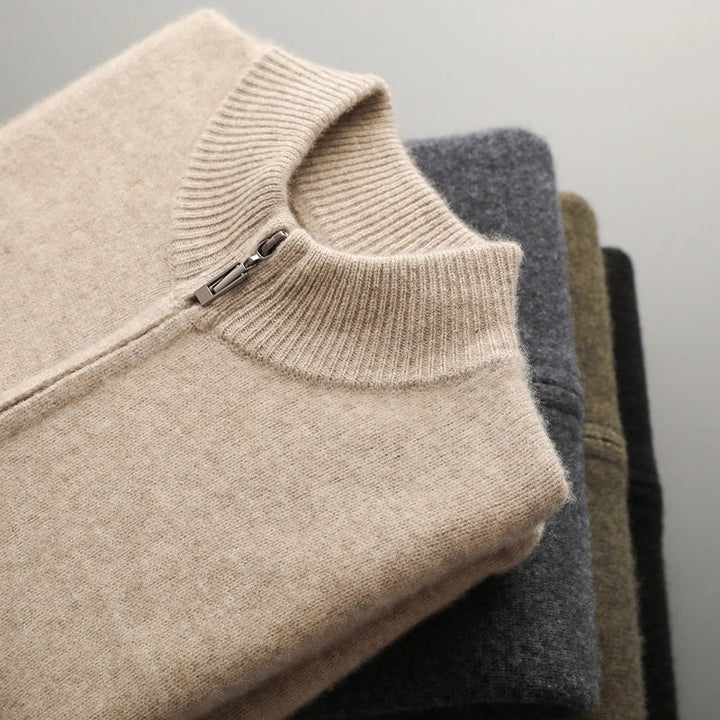 Men's elegant wool blend jacket styled open over a t-shirt, demonstrating its casual yet luxurious look.