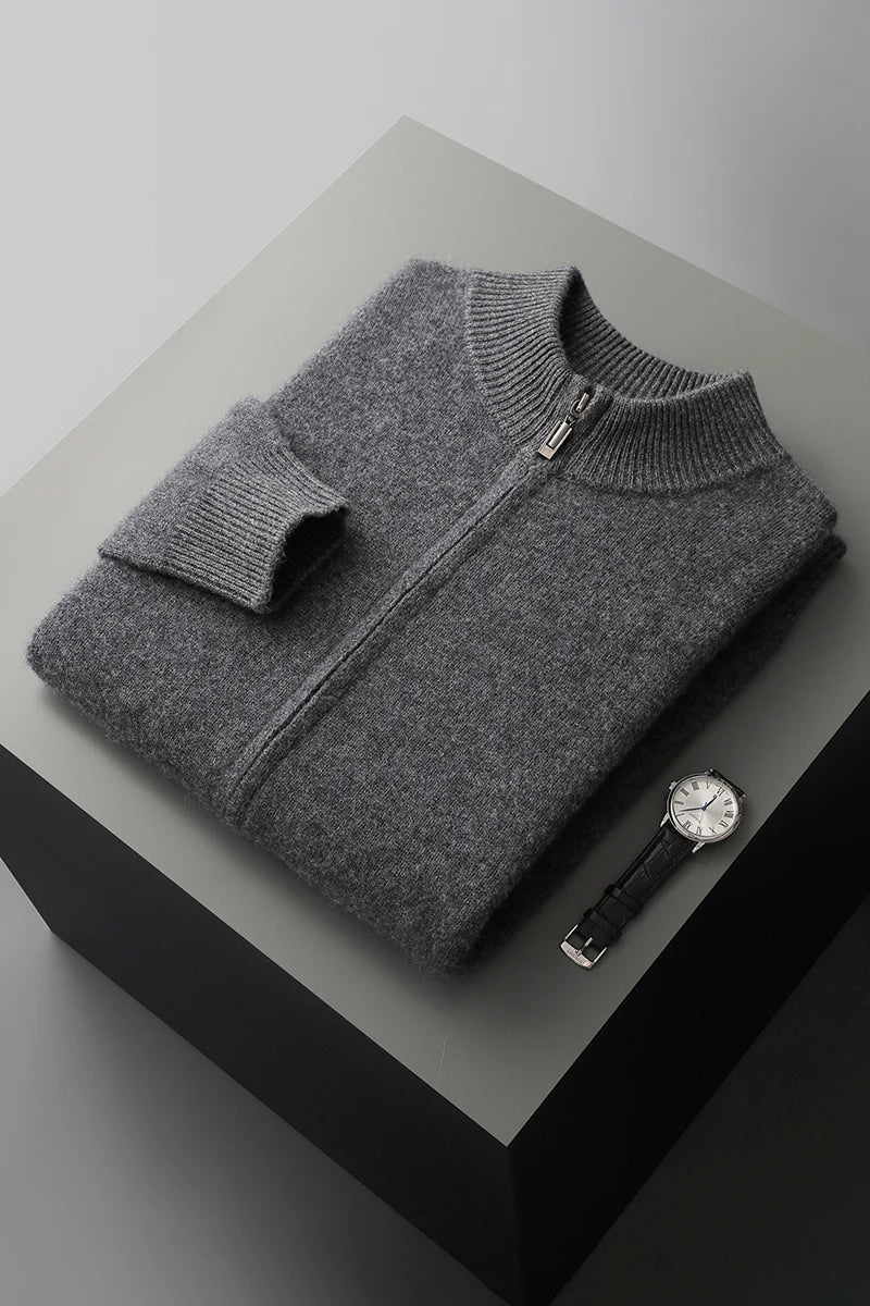 Folded men's soft wool blend jacket, showing its premium texture and suitability as a winter outerwear.
