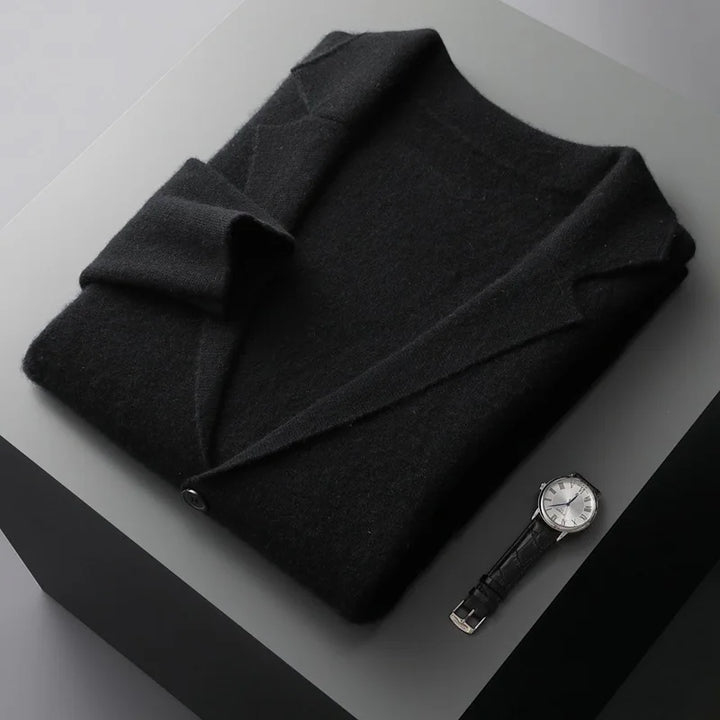 Men's casual cardigan in a rich burgundy color, versatile outerwear