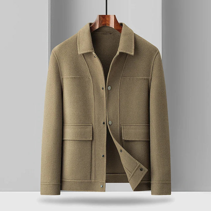 Men's luxury wool field jacket overshirt in tailored design, perfect for smart casual winter layering