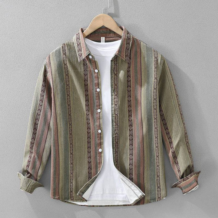 Men's Medina long-sleeve button-down shirt featuring a relaxed fit and stylish stripes, great for casual summer fashion.