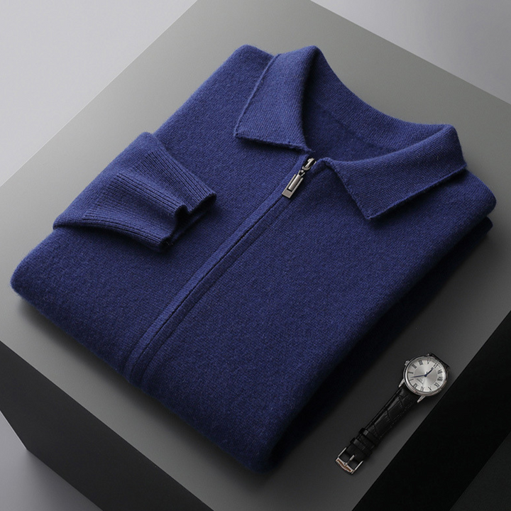 Men's fashion outerwear: Merino Wool Cloud Soft Zip-Up Jacket in a classic grey color
